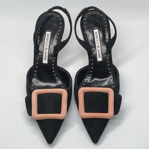 Manolo Blahnik Maysli Suede Buckle Slingback Pumps size 36 - Picture 3 of 13